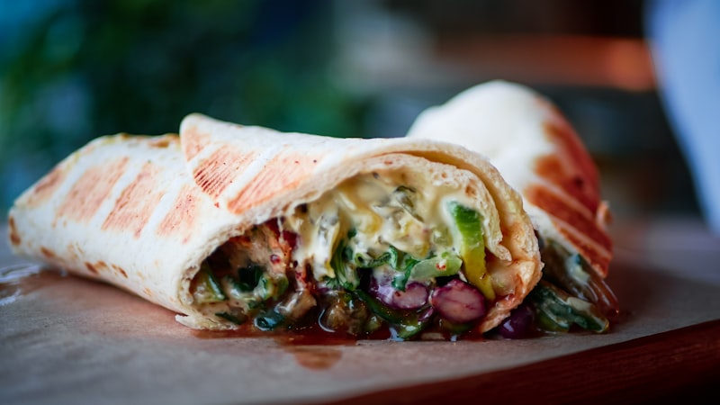 Street food wrap and chips
