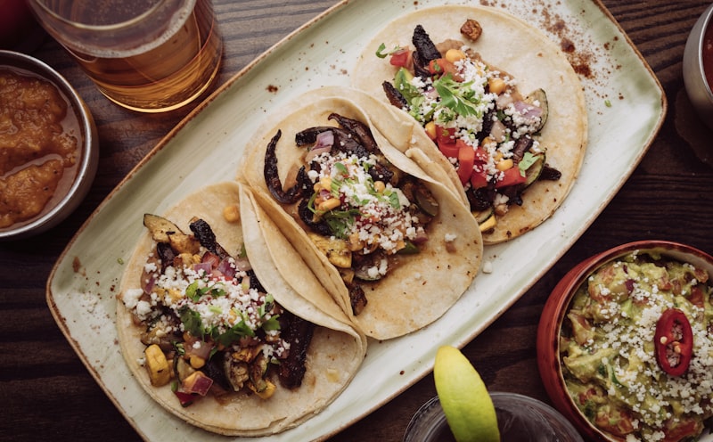 Tacos with sauce drizzles