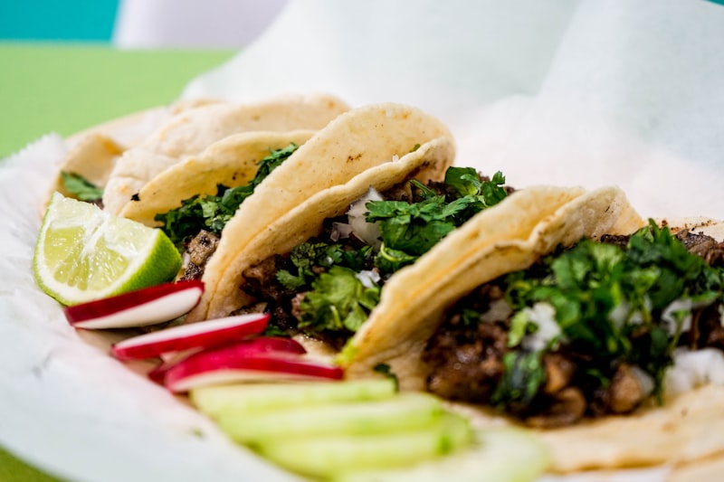Close up of loaded taco shells